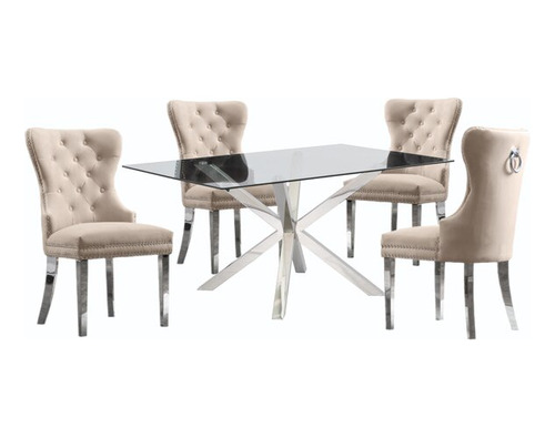 Juego De Comedor De Acero 4 Sillas Luxury Beige