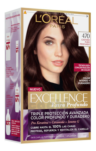 Tinta Loreal Excellence Extra Profundo Castaño Caoba 470