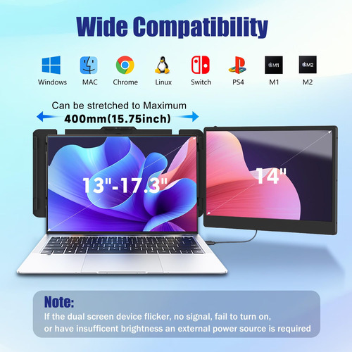 Extensor De Pantalla Para Portátil Kefeya 14 Fhd 1080p Ips D