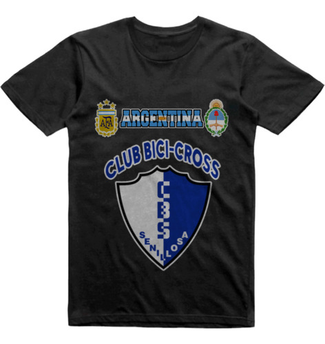 Remera Algodon Negra Club Bici-cross Senillosa