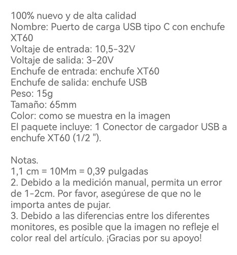 Cargador Para Dispositivos Desde Una Batería Lipo 3-6c Xt60
