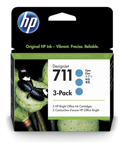 Cartucho De Tinta Hp 711 Cian 3 Pack 29ml