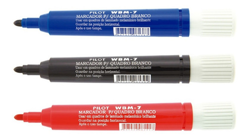 Marcador Quadro Branco Recarregável Pilot Wbm-7 Kit 3 Cores