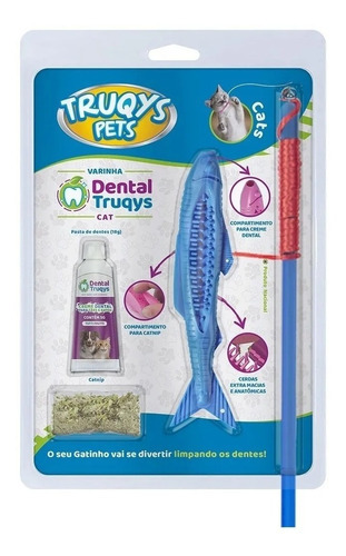 Brinquedo Interativo Para Gatos Varinha Dental Cats Truqys Cor Azul