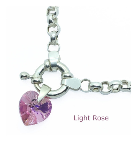 Pulsera Rolo Dije Cristal De Swarovski 10 Mm Plata 925