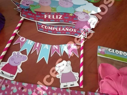 Topper Adorno De Torta Peppa Pig Personalizado