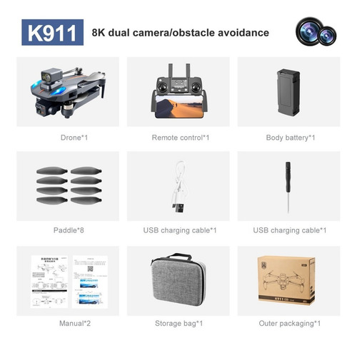 Imagen 9 de 10 de Dron K911 Max Gps 8k Con Cámara Dual Hd Profesional