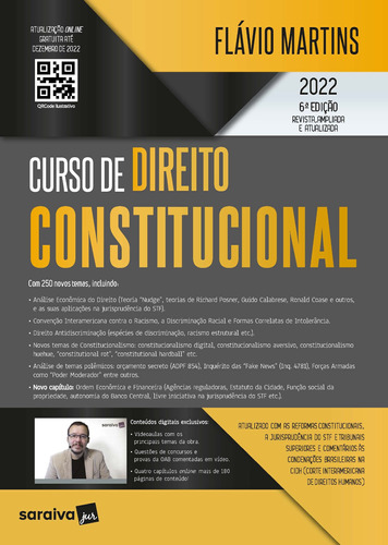 Curso de Direito Constitucional - 6ª edição 2022, de Martins, Flávio. Editora Saraiva Educação S. A., capa mole em português, 2022