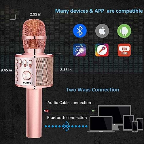 Microfono De Karaoke Bluetooth Inalambrico Bonaok, Maquina D