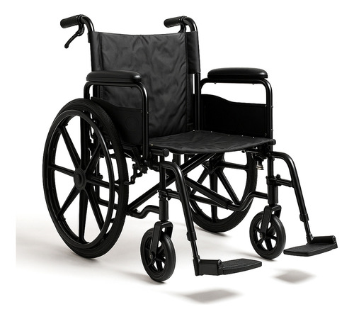 Silla De Ruedas Plegable Con Agarradera Para Traslado Adulto con Reposapies Ajustable Color Negro