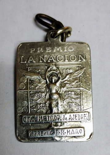Antigua Medalla Premio Del Diario La Nacion En Plata 900 (Usado)