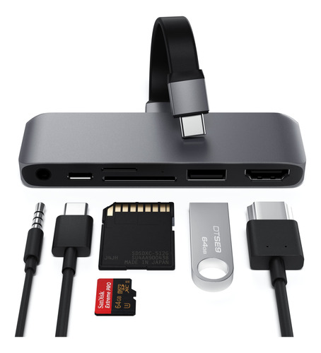 Satechi Adaptador Usb-c Mobile Pro Sd De Aluminio Con Carga