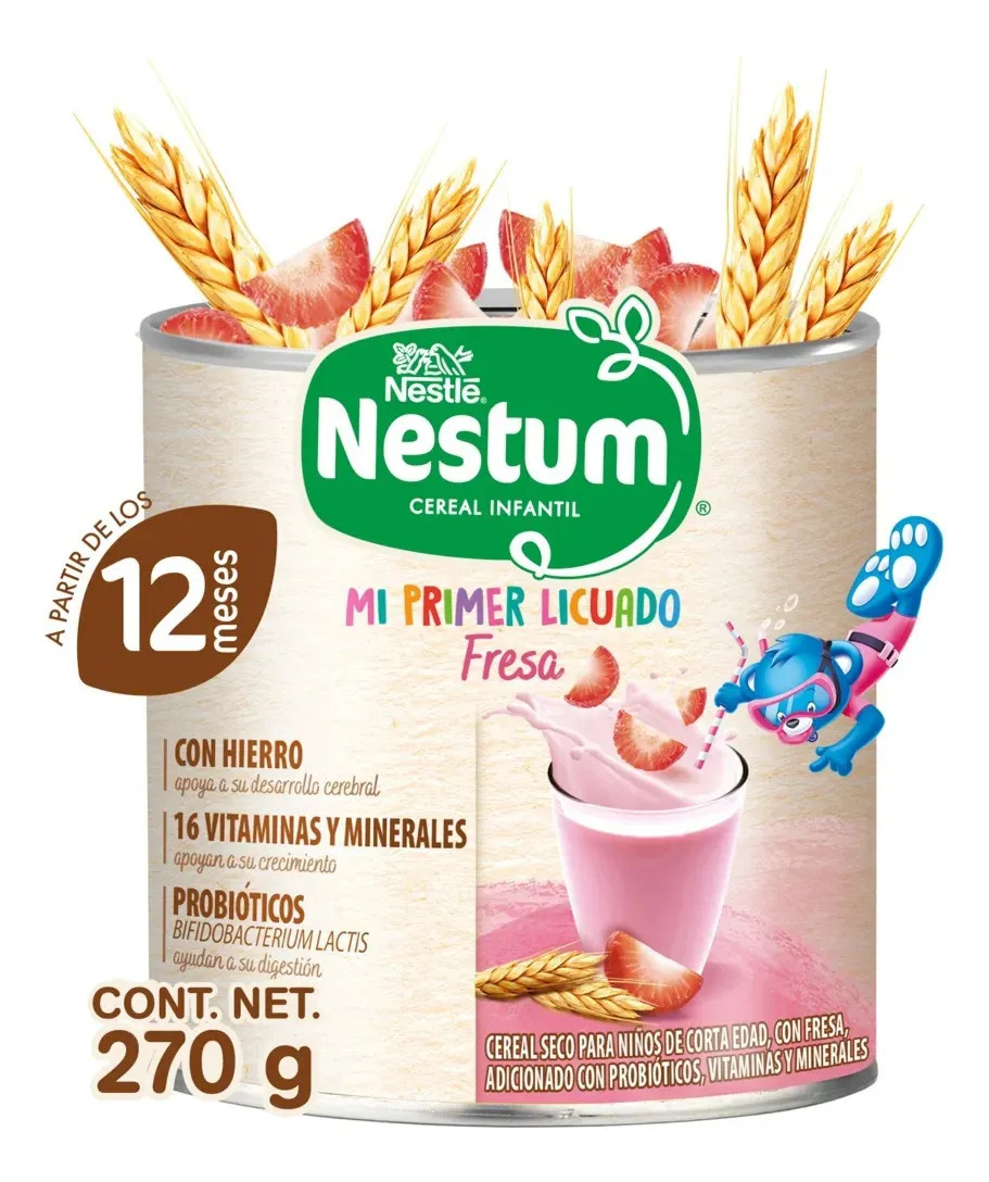 Nestum Cereal Infantil Etapa 4 Fresa Mi Primer Licuado Lata de 270g