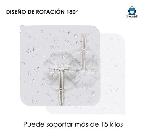 30 Ganchos Adhesivos Transparentes Impermeable Soporta 15kg Color Transparente