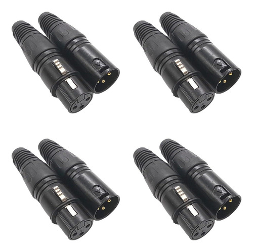 Zyamy 4 Pares Conector De Micrófono De Audio De 3 Pines Xlr,
