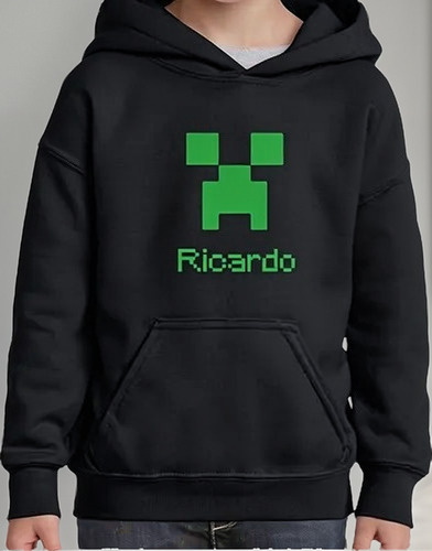Poleron Personalizado Con Tu Nombre Diseño Minecraft Creeper