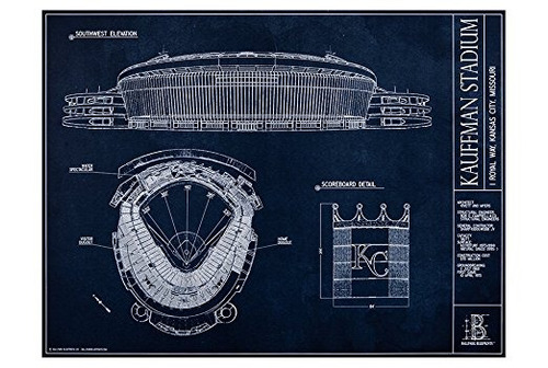 Estadio Kauffman Blueprint Estilo De Impresión (sin Marco, 1