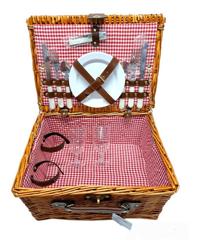 Canasta De Mimbre Con Tela Para Picnic # 319908