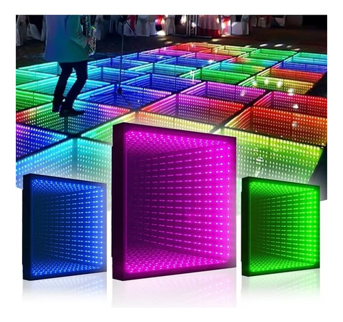 Piso Efeito 3d Infinito Led Rgb Evento Pista Dança 50 Placas 127/220v