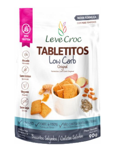 Kit 3x: Biscoito Tabletito Original Low Carb Leve Crock 90g