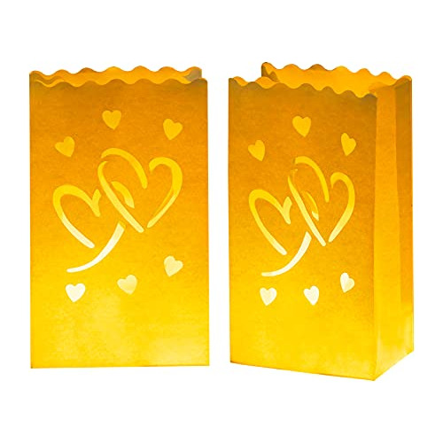 Juego De 24 Bolsas Luminarias Diseño De Corazón Doble...