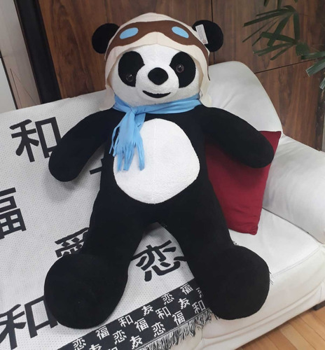 Urso Panda Aviador Grande Pelúcia Gigante 1,20 Metros 120cm 