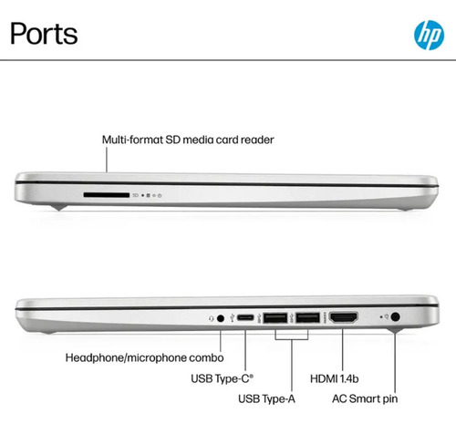 Notebook Hp 14 Intel N105 4gb 128gb Ufs W11 Plateada