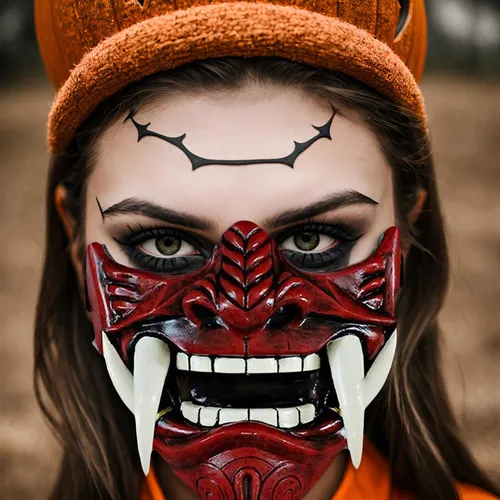 Samurai Japonés Oni Mask Máscara De Látex Para Media Cara