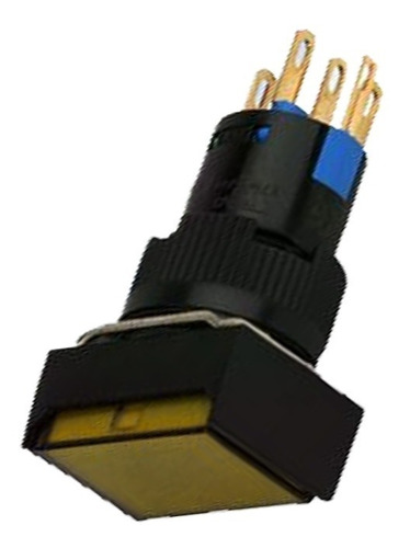 Botón Pulsador Iluminado 16mm Rectangular 24v Ámbar (26101)