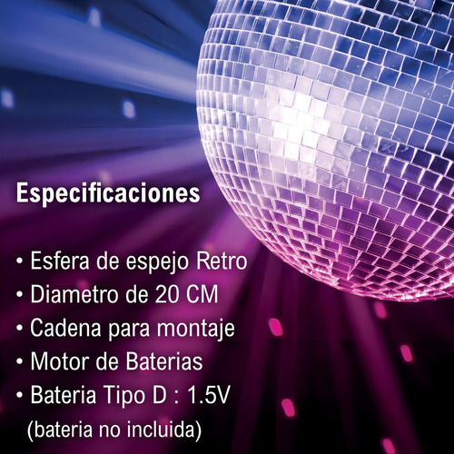 Esfera De Espejos Steel Pro Motorizada 20cm Mod.70m-ball