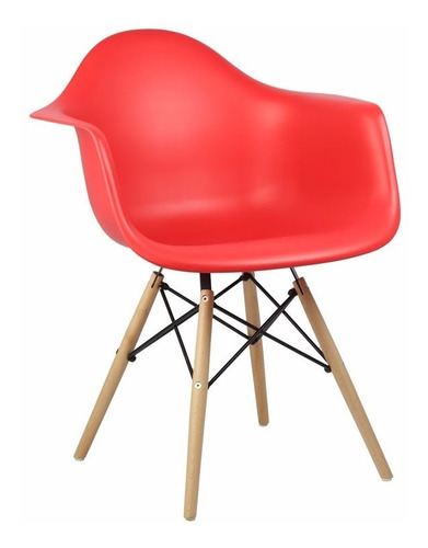 Cadeira Design Charles Eames Com Braços Pw-082 Vermelha Cor da estrutura da cadeira Madeira Cor do assento Vermelho