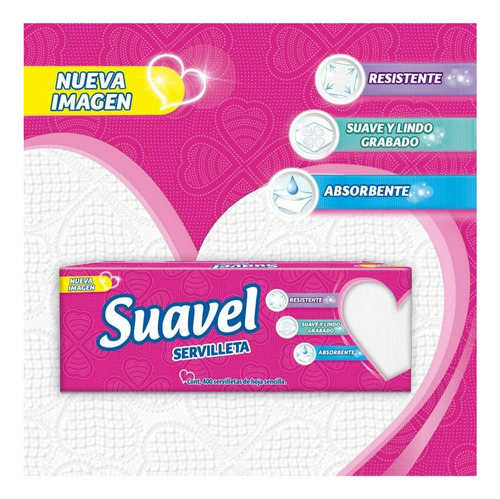 Servilletas Suavel, 400 Servilletas De Hoja Sencilla