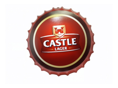 Letrero Metal Adorno Forma Tapa Cerveza Castle Lager