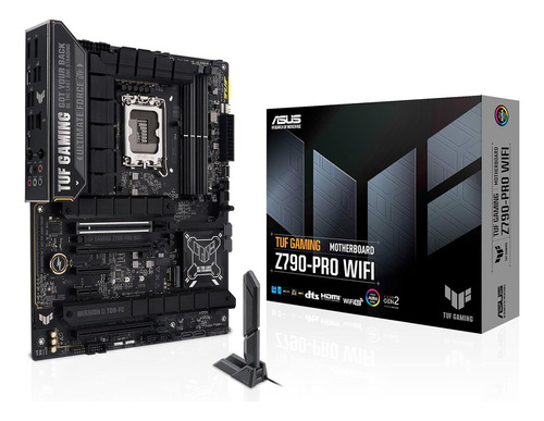 Placa madre Asus Tuf Gaming Z790 Pro Wifi LGA 1700 DDR5, color negro