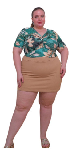 Short Saia Plus Size Tendência Moda Verão.....veste Até 52