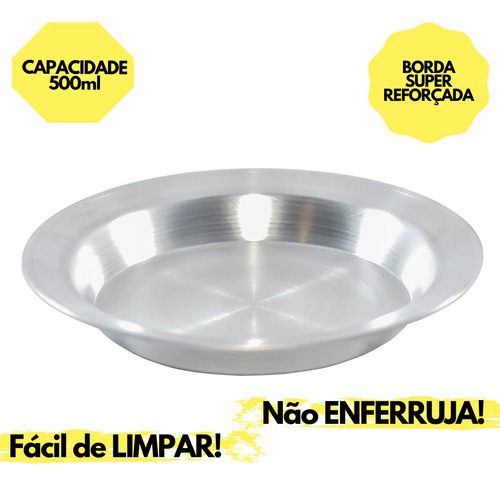 Kit Com 100 Pratos Em Aluminio Nº 22 Escolar Almoço Jantar