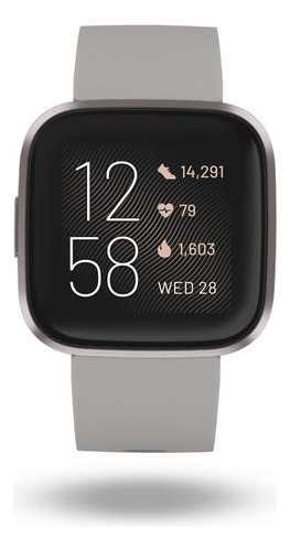 Smartwatch Fitbit Versa 2 caja de  aluminio anodizado  mist grey aluminium, malla  stone de  silicona FB507