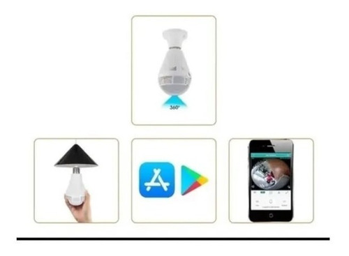Imagem 4 de 5 de Lampada Câmera Espia Ip Wifi 360 Microfone Led Hd Panoramica