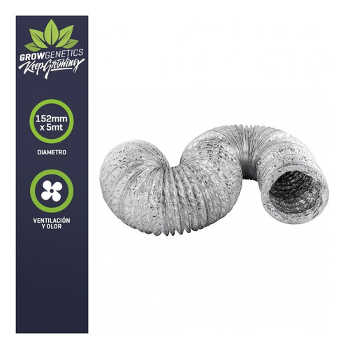 Tubo Aluminio Flexible 152mm X 5mt Grow Genetics