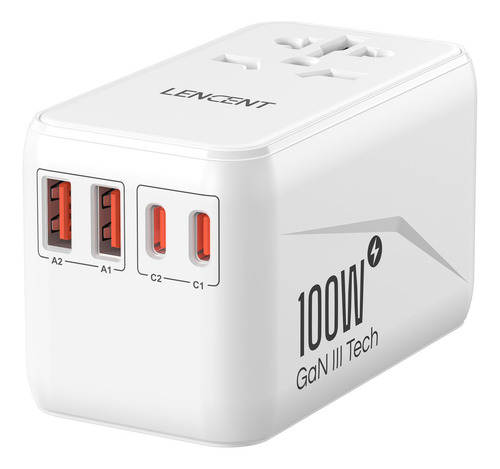 Lencent Adaptador Universal De Viaje Gan Iii 100w Adaptador