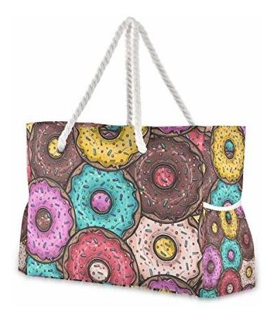 Colored Donuts Waterproof Large Tote Bag Sh Bolso De Viaje 