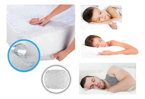 Protector De Colchón Semi Doble Antifluido Terry Cama 1,20