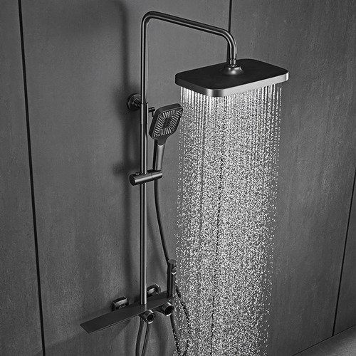 Llave Monomando Ducha Columna Black Digital Thermostatic Fk
