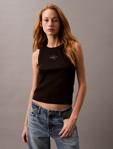 Tank Top Negro Calvin Klein Monologo De Mujer