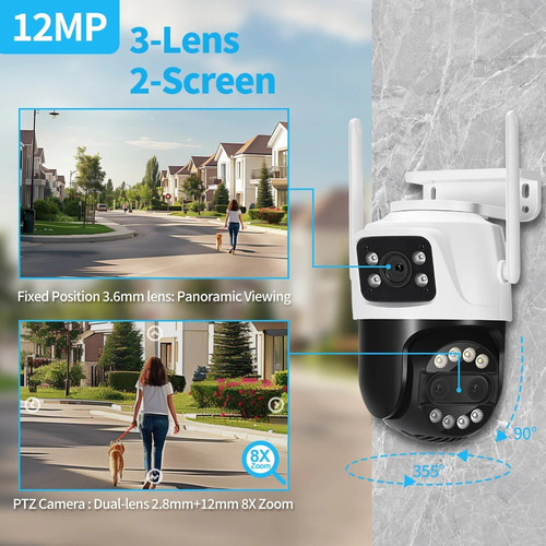 Jaa Camara Vigilancia Wifi 12mp 6k Exteriores Pantalla Dual