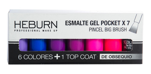 Heburn Set X7 Esmalte Gel Pocket 05 Color Uñas Manicuría