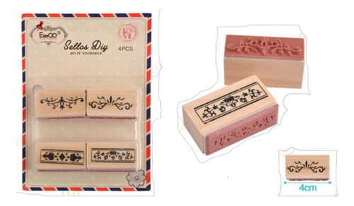 Sellos Timbres Diseños Vintage Madera Scrapbook Manualidades