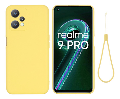 Funda De Silicona Líquida Amarilla Para Oppo Realme 9 Pro 5g