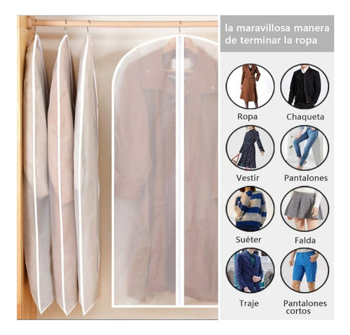 Porta Trajes Fundas De Ropa Colgada X 8 Medida 60x1mt