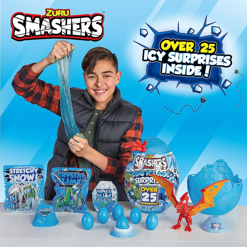 Zuru Smashers Raptor Dino Ice Age Huevo 20 Sorpresas Azul